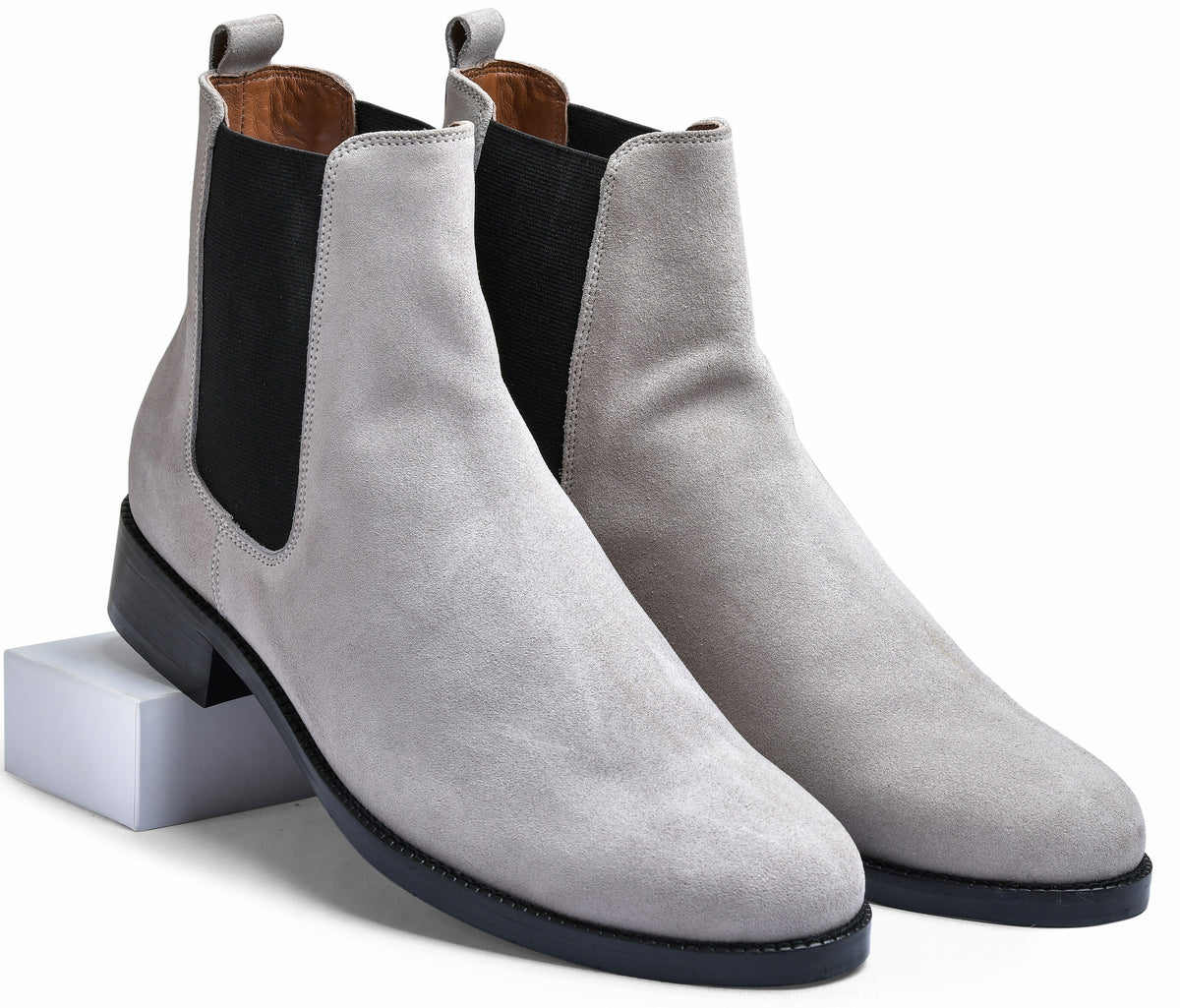 Suede White Genuine Tata Leather Chelsea Boots (Wellington)