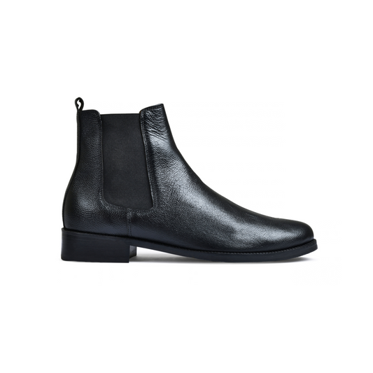 Earth Black Genuine Tata Leather Chelsea Boots For Men (Wellington)