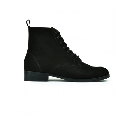 Suede Black Genuine Tata Leather Lace Up Mens Boots (Cooper)