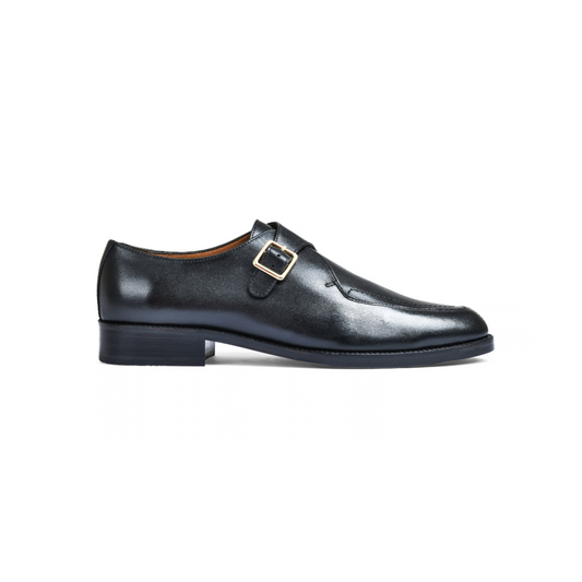 Earth Black Genuine Tata Leather Monk Straps Loafers For Men (Adam)