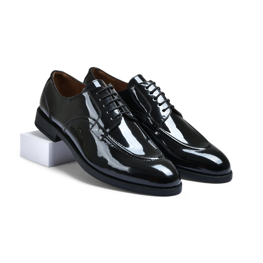 Patent Shine Genuine Tata Leather Lace Up Mens Formal Shoes (Matthew)