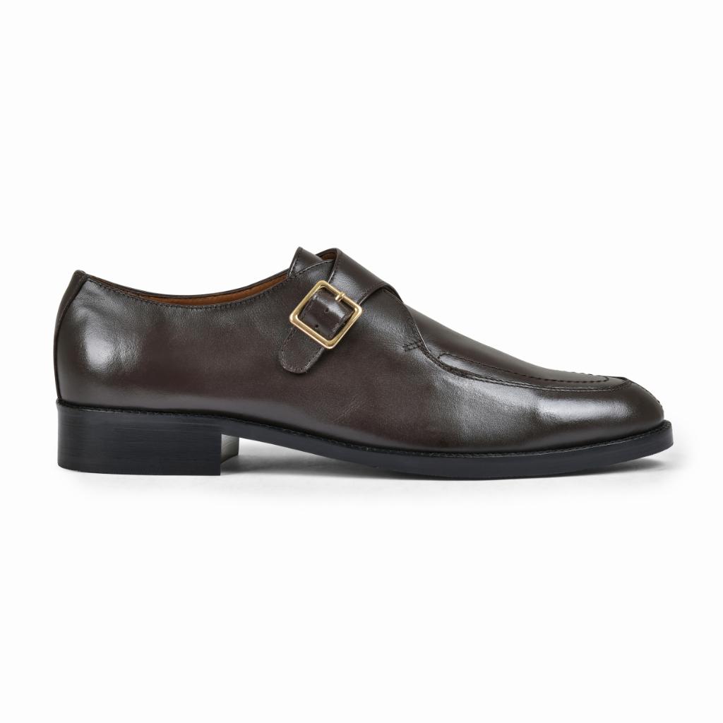 Brown Stone Genuine Tata Leather Monk Straps Loafers For Men (Adam)