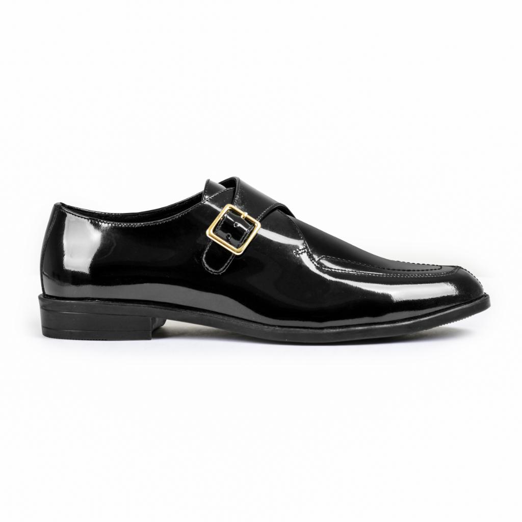 Patent Shine Genuine Tata Leather Monk Straps Loafers For Men (Adam)