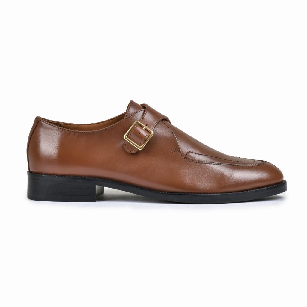 Brick Tan Genuine Tata Leather Monk Straps Loafers For Men (Adam)