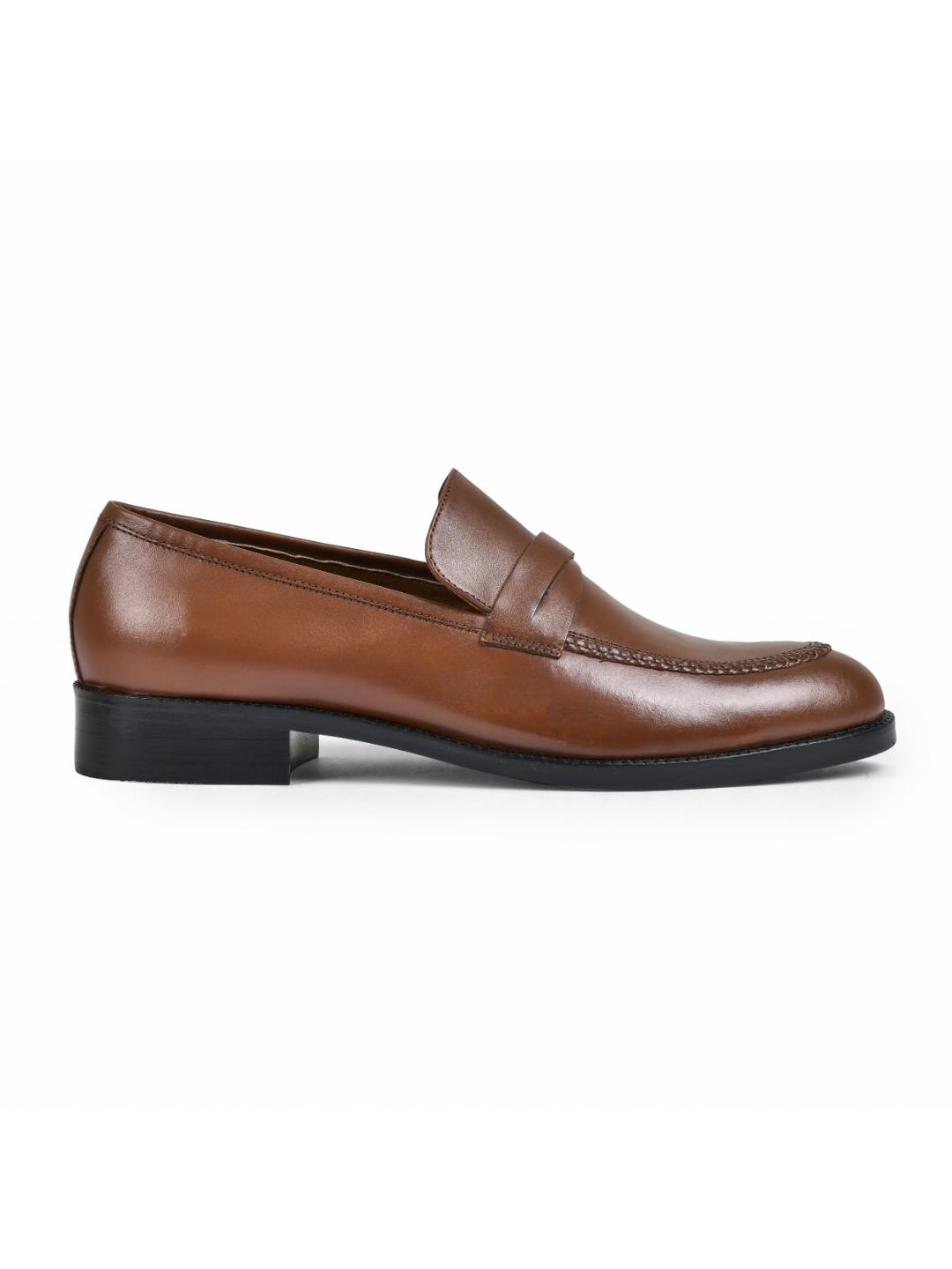 Brick Tan Genuine Tata Leather Loafers For Men (Alex)