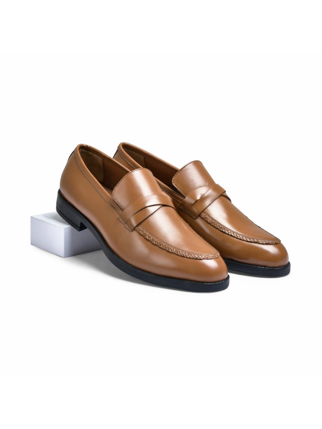 Tan Marino Genuine Tata Leather Loafers For Men (Alex)