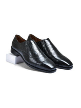 Croco Black Genuine Tata Leather Loafers For Men (Benjamin)