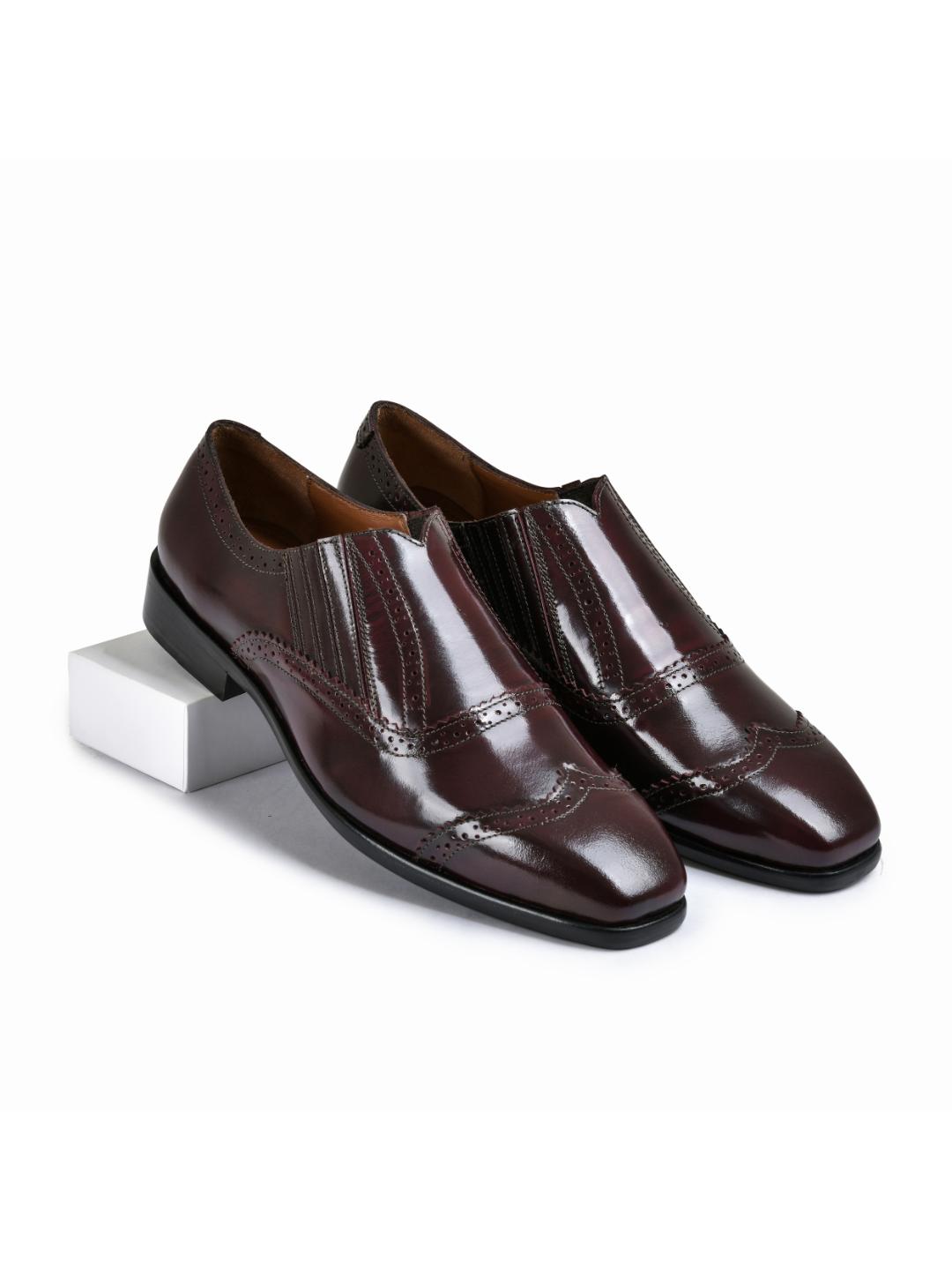 Cherry Brushoff Genuine Tata Leather Monk Straps Loafers For Men (Benjamin)