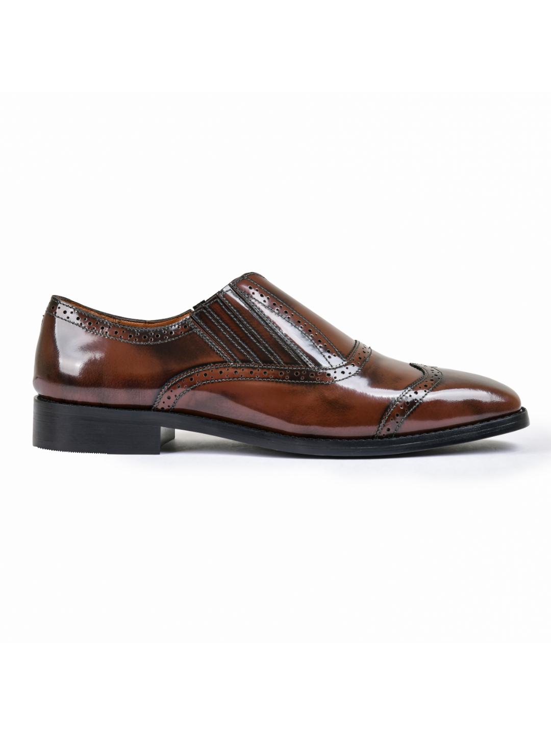 Brown Brushoff Genuine Tata Leather Loafers For Men (Benjamin)