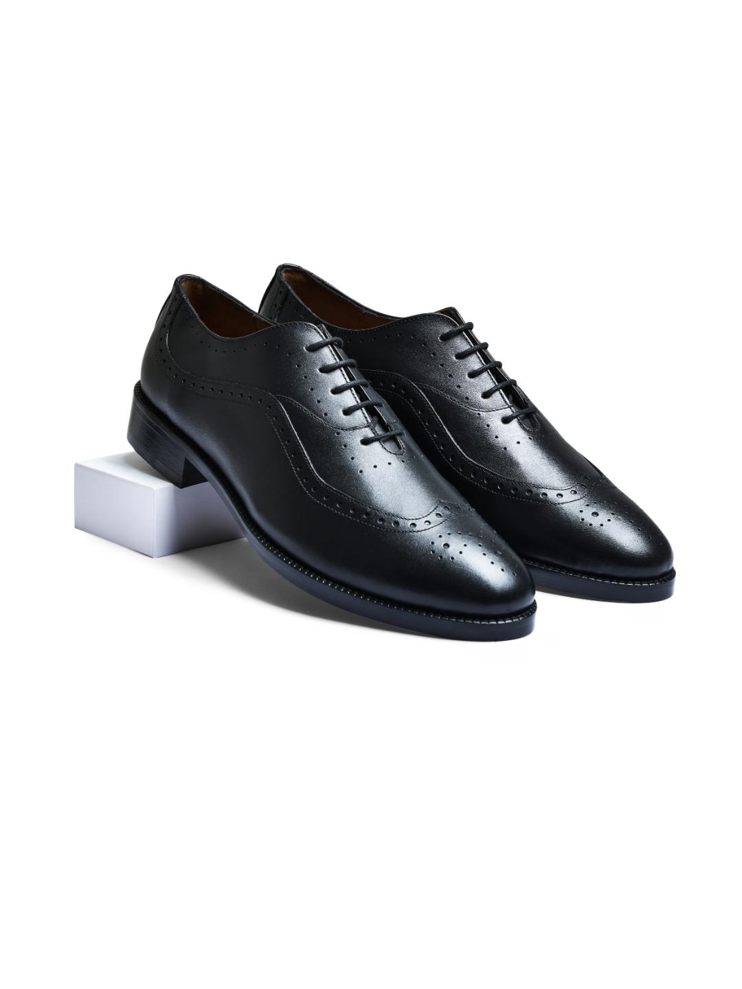 Earth Black Genuine Tata Leather Lace Up Mens Formal Shoes (Bradley)