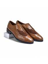 Croco Tan Genuine Tata Leather Lace Up Mens Formal Shoes (Bradley)