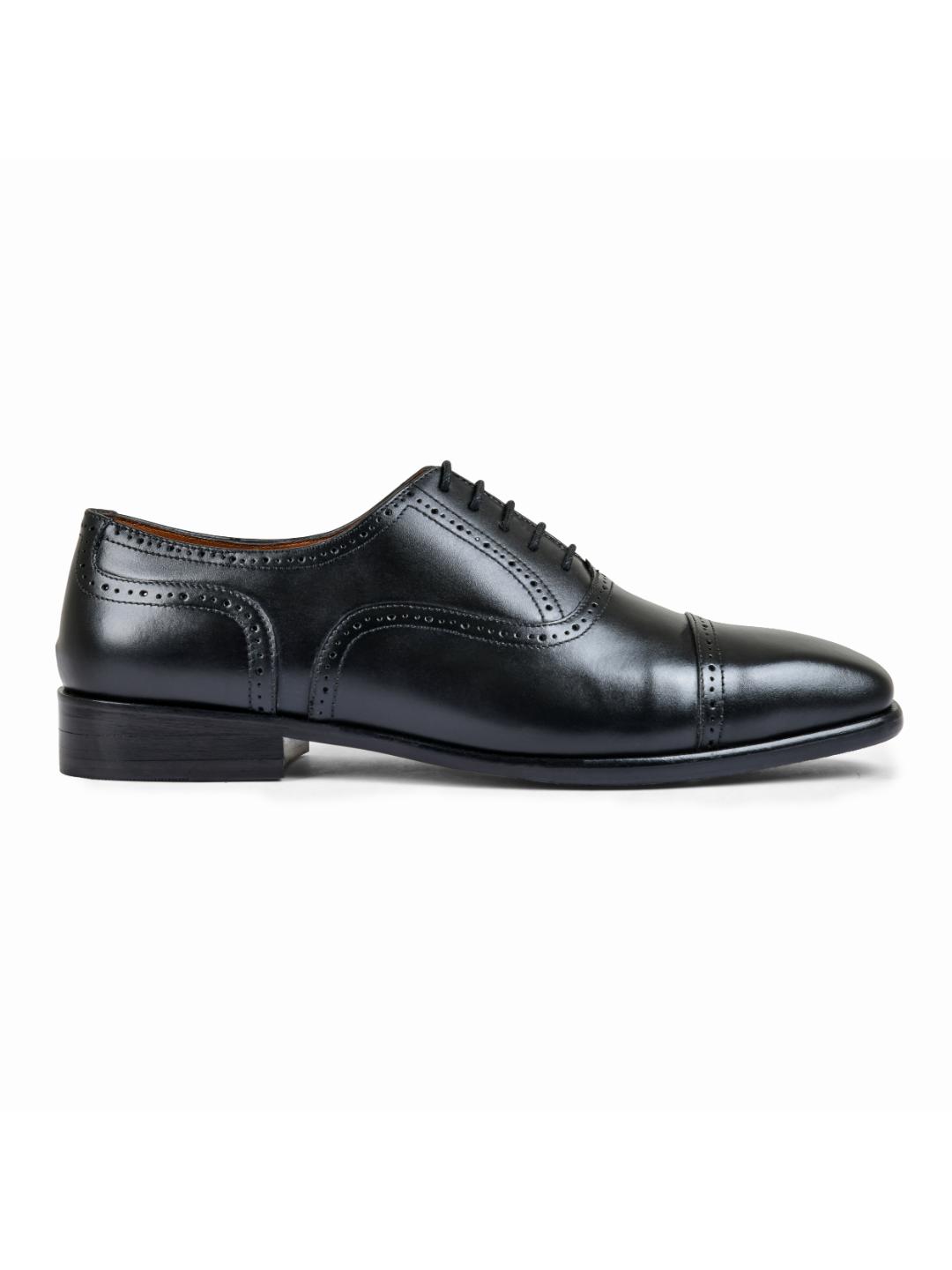 Earth Black Genuine Tata Leather Lace Up Mens Formal Shoes (Charles)
