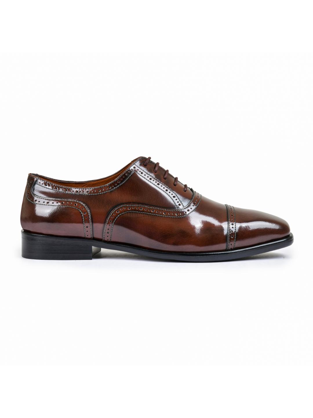 Brown Brushoff Genuine Tata Leather Lace Up Mens Formal Shoes (Charles)