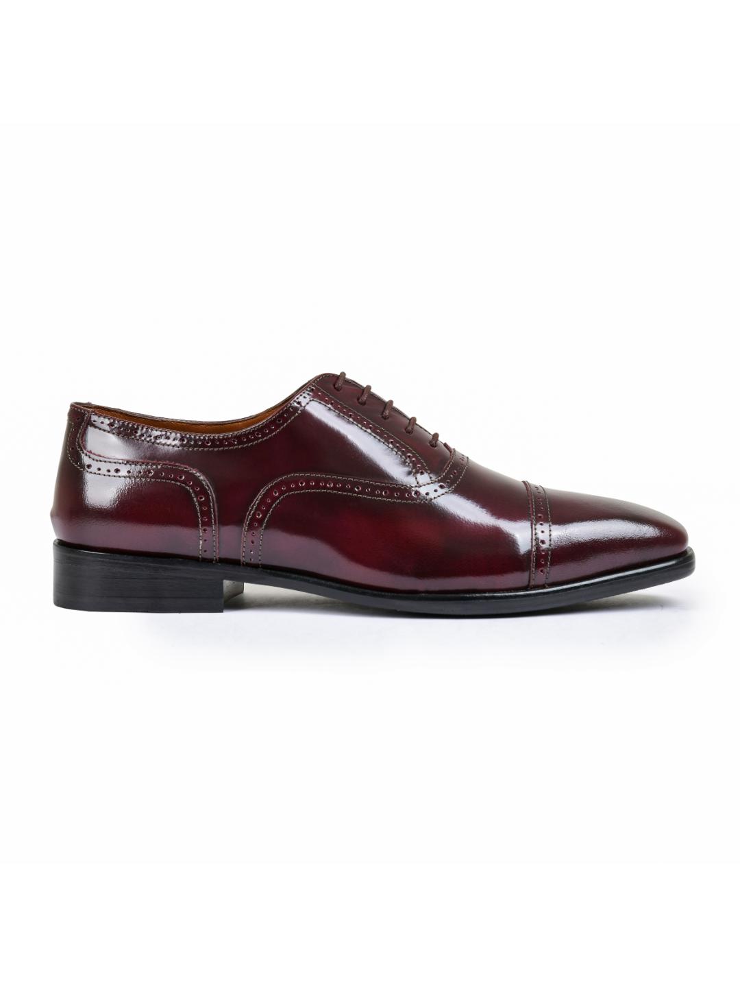 Cherry Brushoff Genuine Tata Leather Lace Up Mens Formal Shoes (Charles)