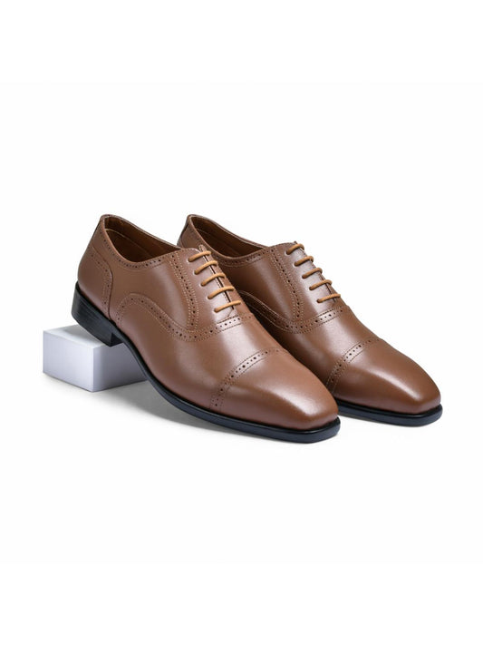 Tan Marino Genuine Tata Leather Lace Up Mens Formal Shoes (Charles)
