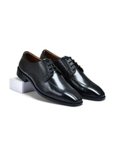 Earth Black Genuine Tata Leather Lace Up Mens Formal Shoes (Derby Wide)
