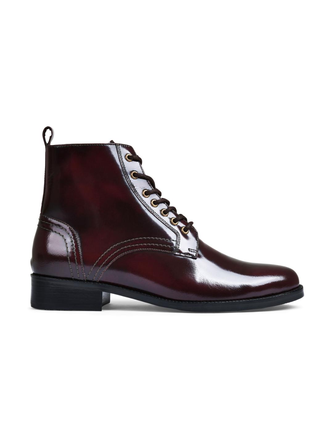 Cherry Brushoff Genuine Tata Leather Lace Up Mens Boots (Dexter)
