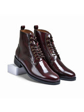 Cherry Brushoff Genuine Tata Leather Lace Up Mens Boots (Dexter)