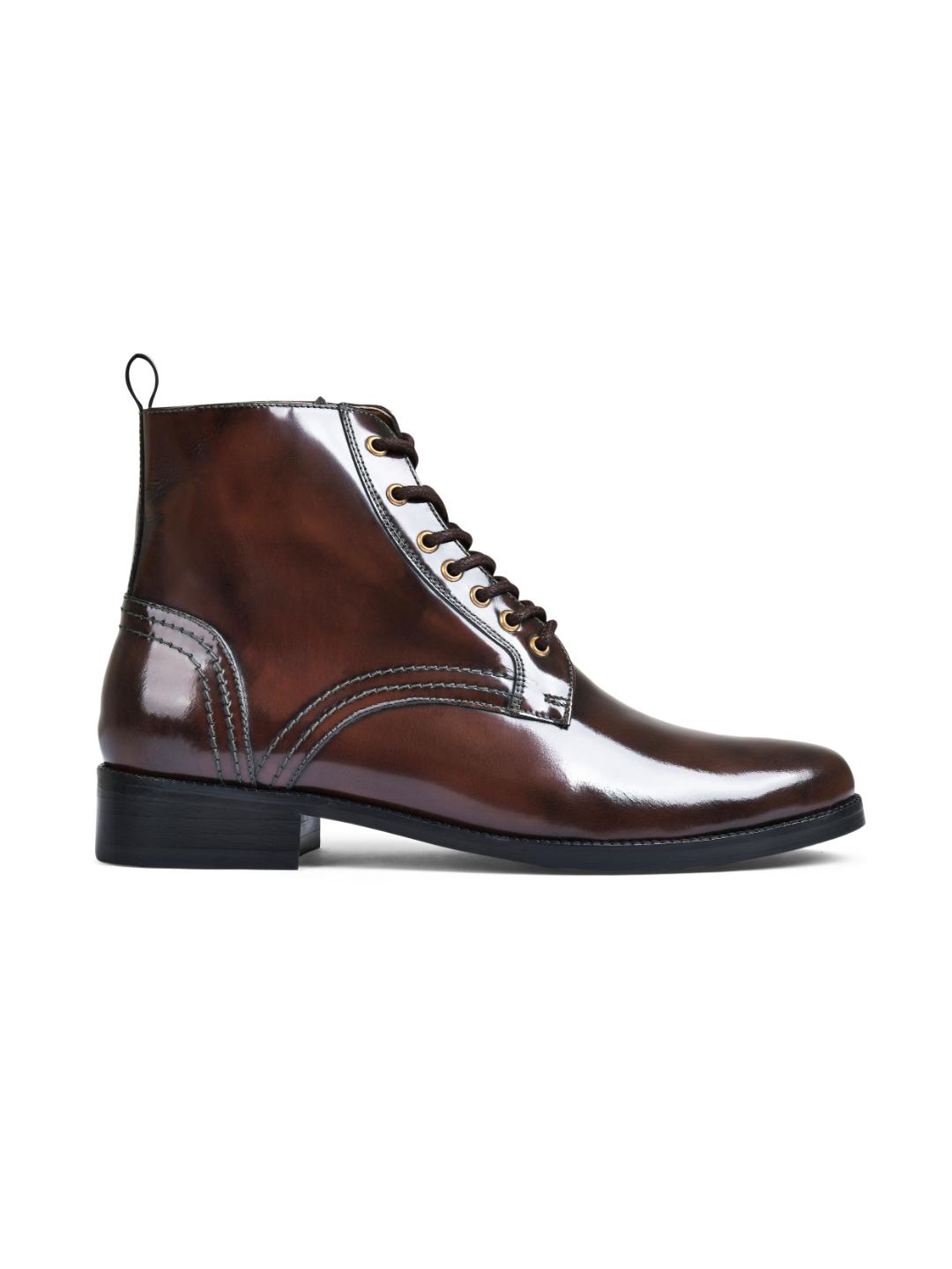 Brown Brushoff Genuine Tata Leather Lace Up Mens Boots (Dexter)