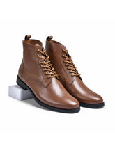 Brick Tan Genuine Tata Leather Lace Up Mens Boots (Dexter)