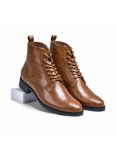 Croco Tan Genuine Tata Leather Lace Up Mens Boots (Dexter)