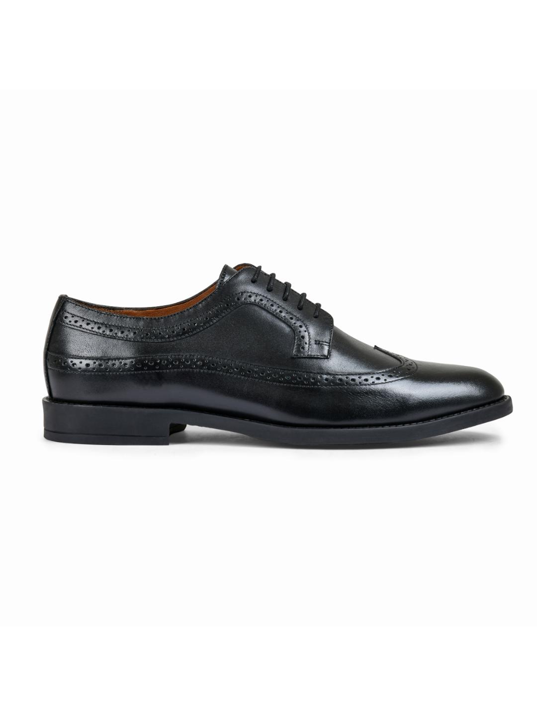 Earth Black Genuine Tata Leather Lace Up Mens Formal Shoes (Dominic)
