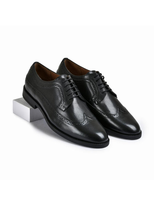 Earth Black Genuine Tata Leather Lace Up Mens Formal Shoes (Dominic)