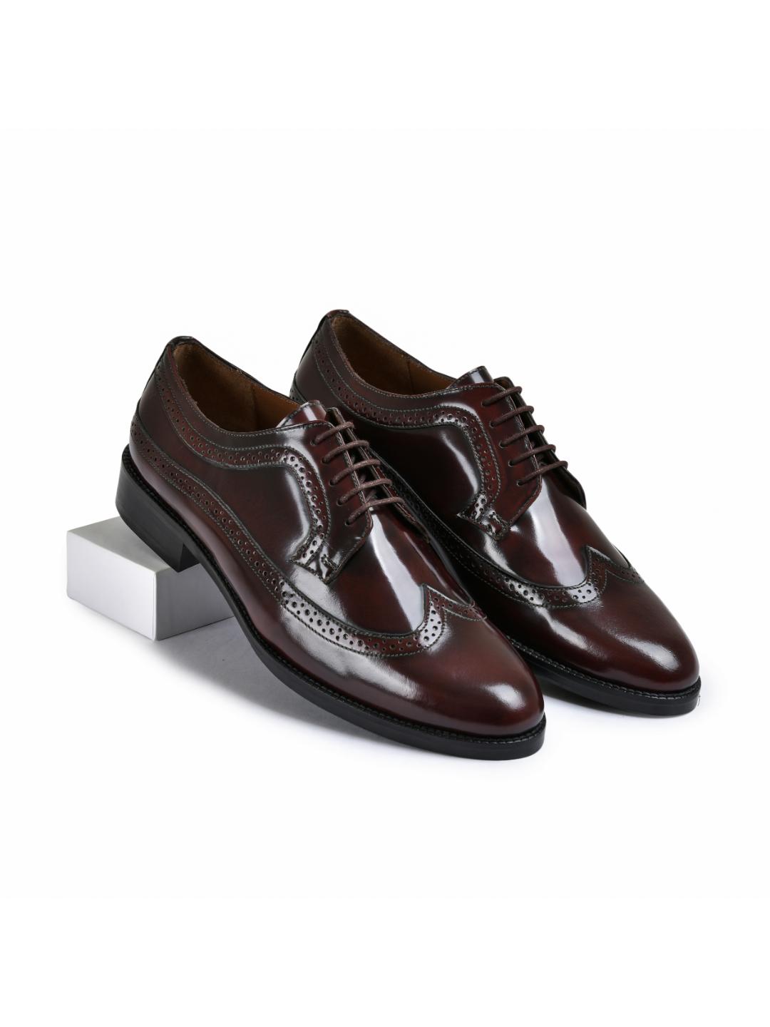 Cherry Brushoff Genuine Tata Leather Lace Up Mens Formal Shoes (Dominic)