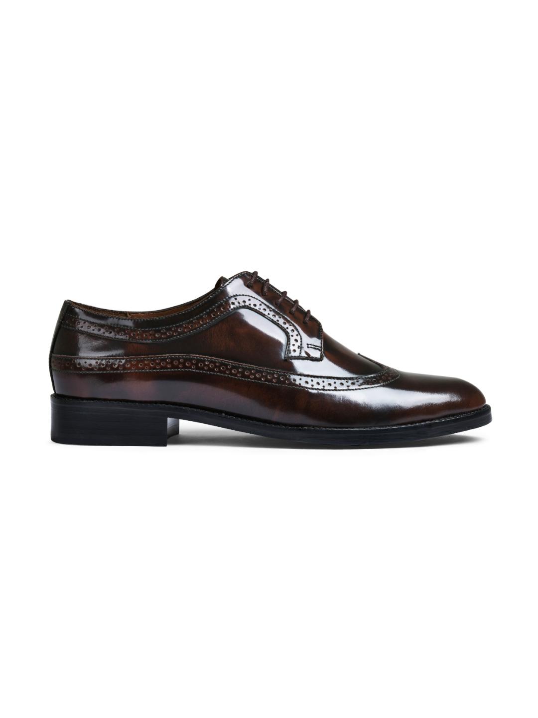 Brown Brushoff Genuine Tata Leather Lace Up Mens Formal Shoes (Dominic)
