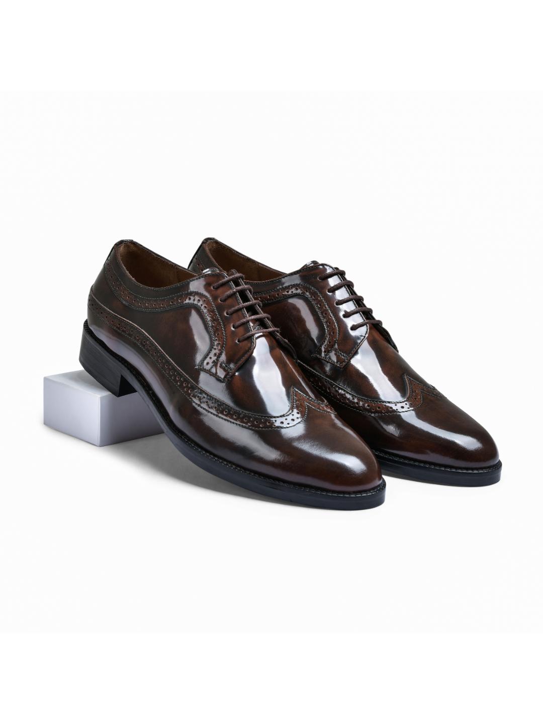 Brown Brushoff Genuine Tata Leather Lace Up Mens Formal Shoes (Dominic)