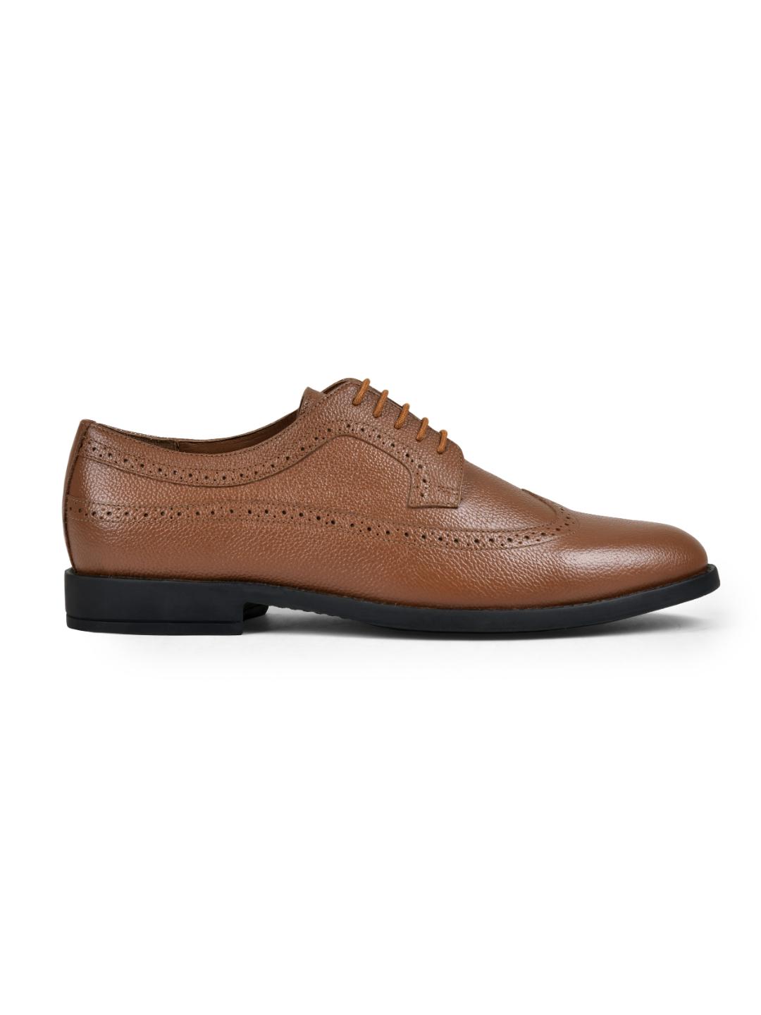 Milled Tan Genuine Tata Leather Lace Up Mens Formal Shoes (Dominic)