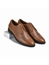 Milled Tan Genuine Tata Leather Lace Up Mens Formal Shoes (Dominic)