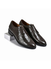 Croco Brown Genuine Tata Leather Lace Up Mens Formal Shoes (Dominic)