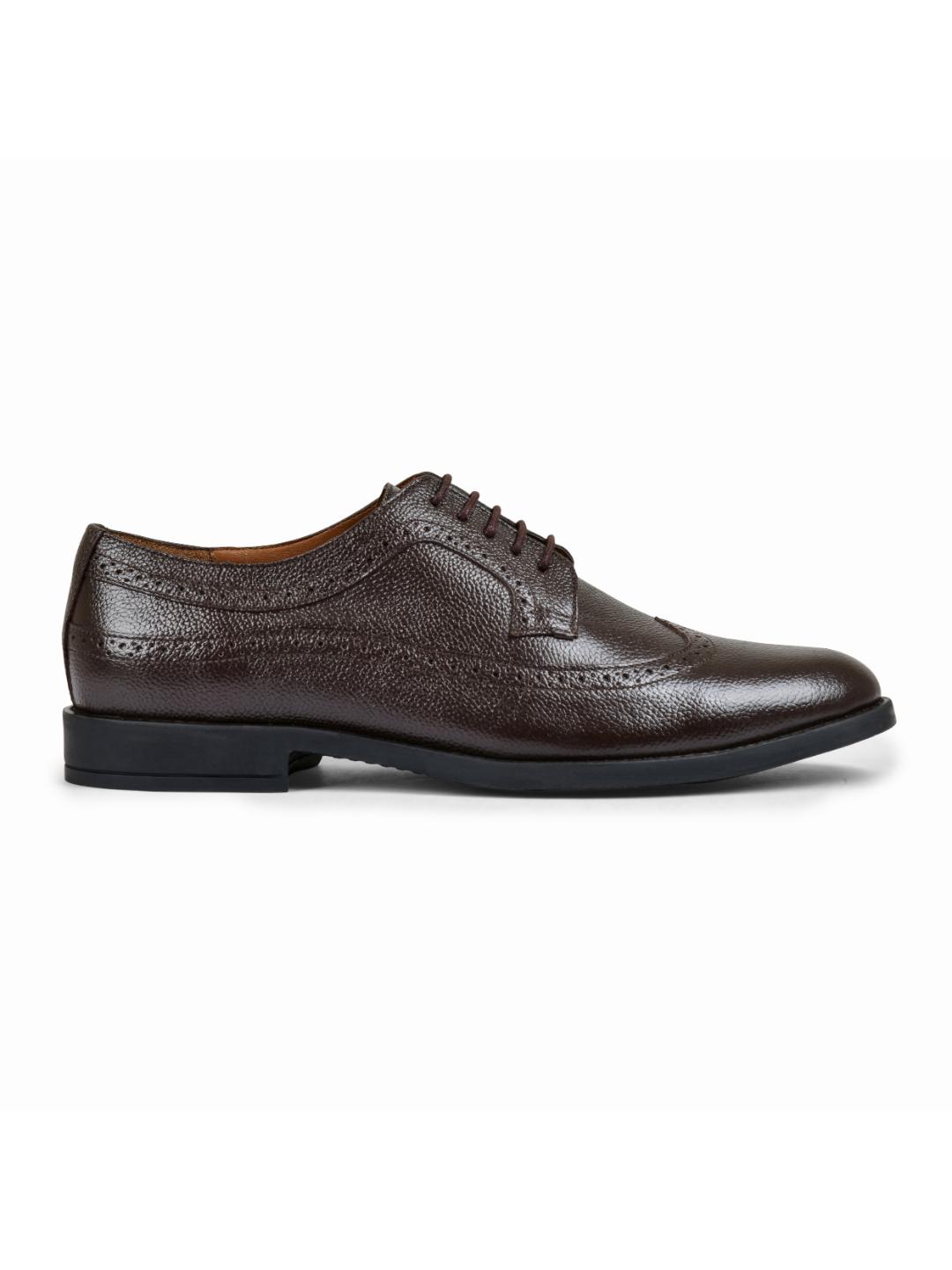 Milled Brown Genuine Tata Leather Lace Up Mens Formal Shoes (Dominic)