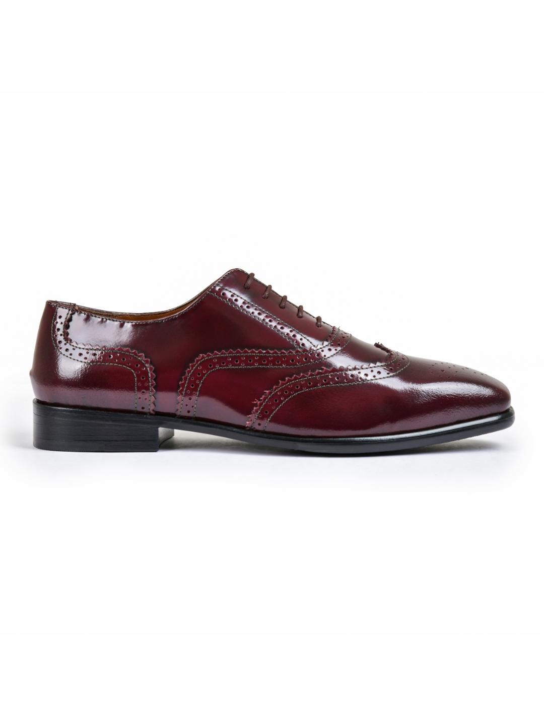 Cherry Brushoff Genuine Tata Leather Lace Up Mens Formal Shoes (Ethan)
