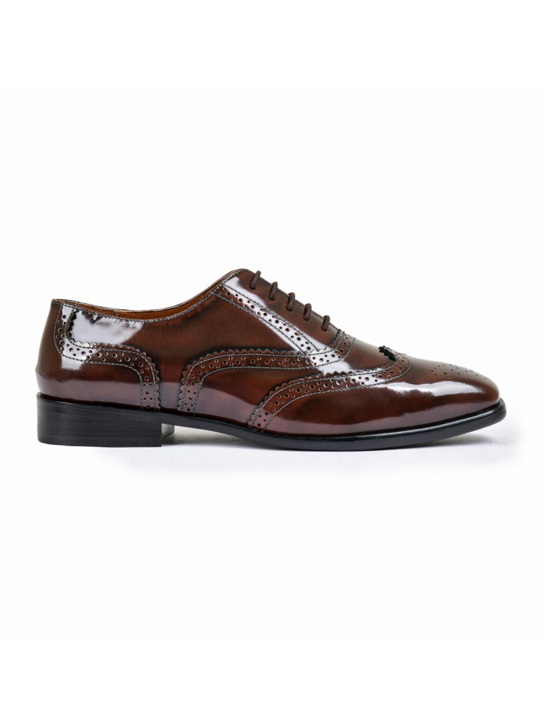 Brown Brushoff Genuine Tata Leather Lace Up Mens Formal Shoes (Ethan)