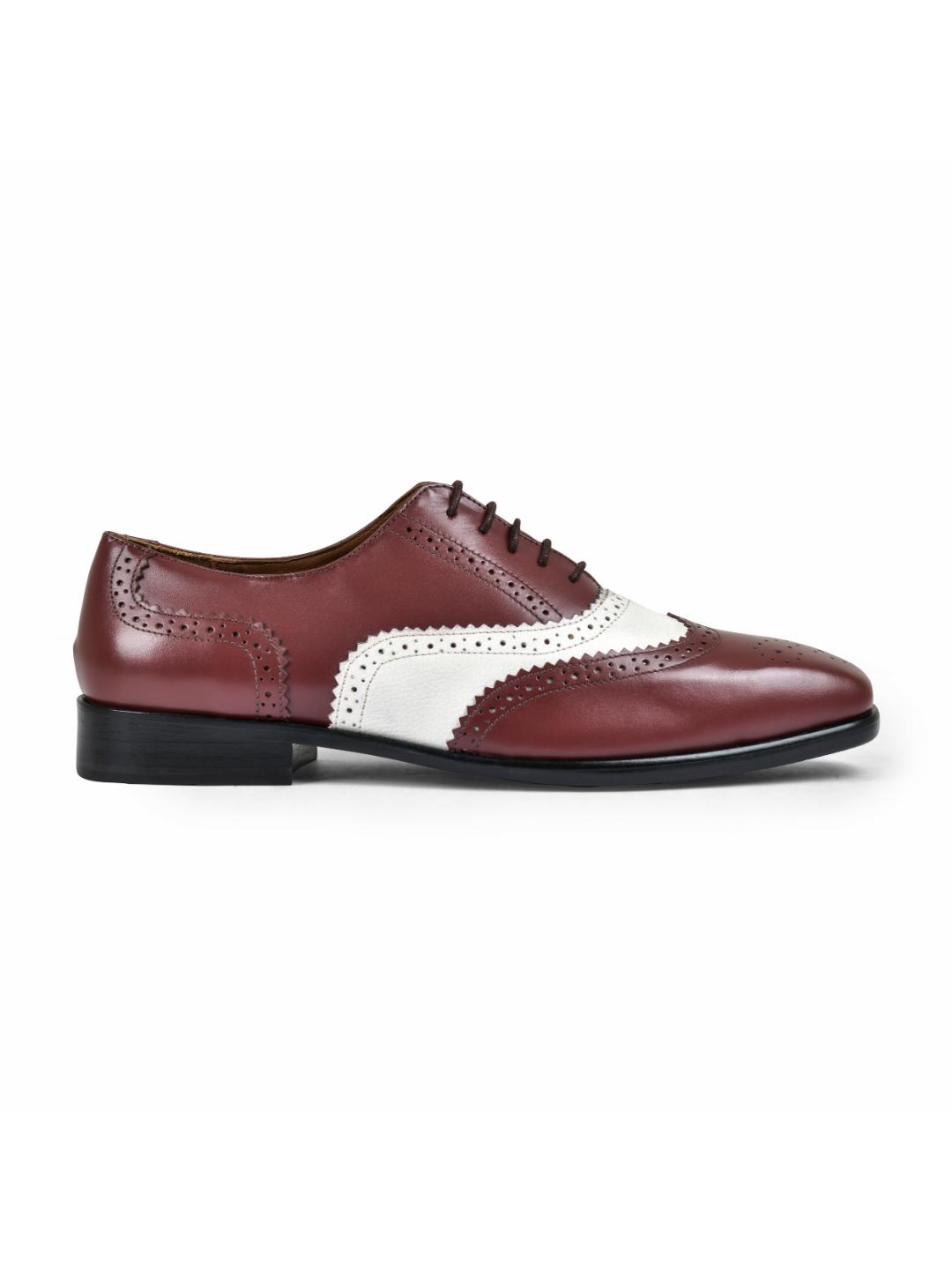 Cherry & White Genuine Tata Leather Lace Up Mens Formal Shoes (Ethan)