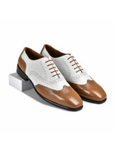 White & Tan Genuine Tata Leather Lace Up Mens Formal Shoes (Ethan)