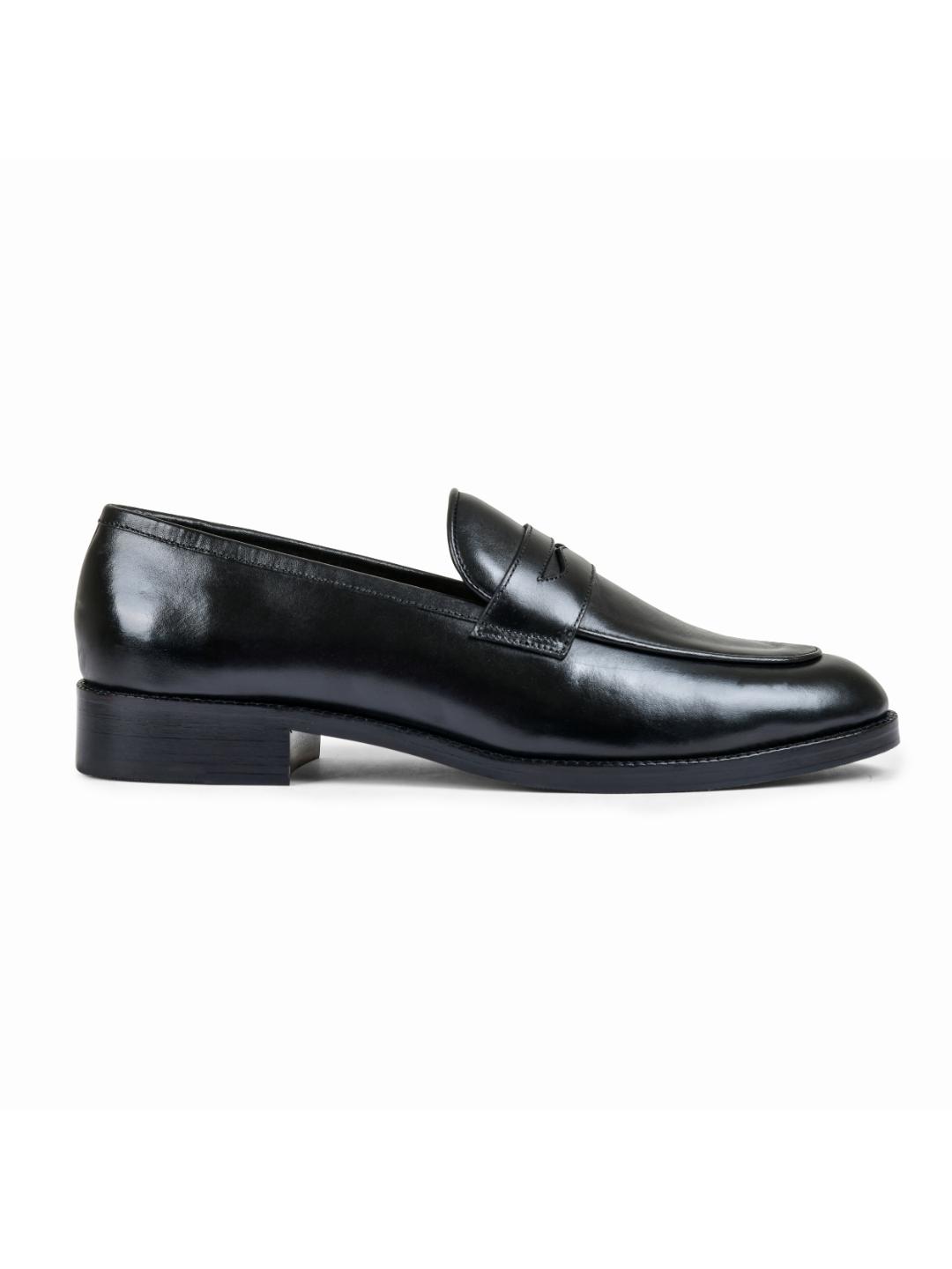 Earth Black Genuine Tata Leather Loafers For Men (George)