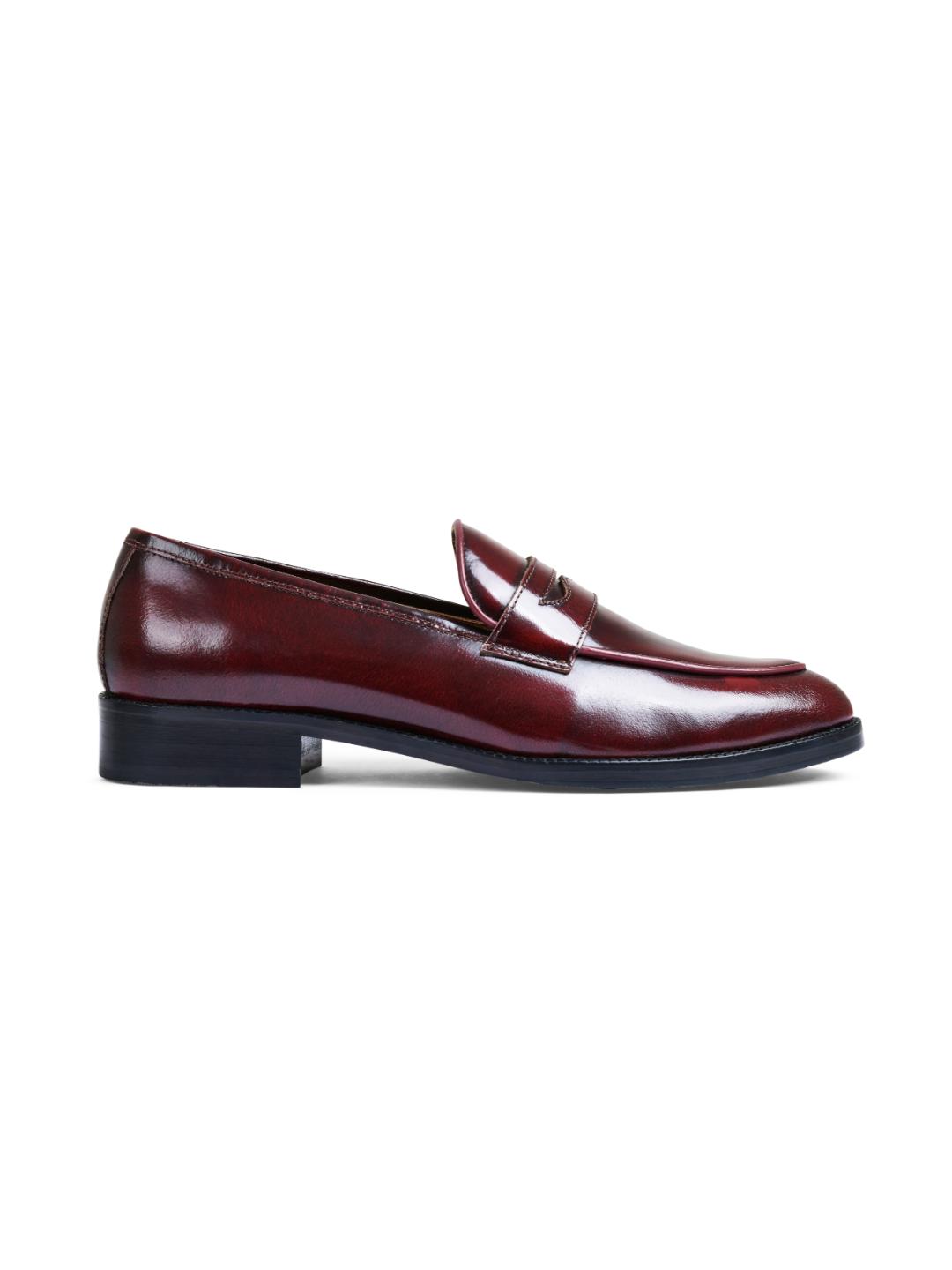 Cherry Brushoff Genuine Tata Leather Loafers For Men (George)