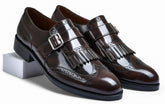Brown Brushoff Genuine Tata Leather Monk Straps Loafers For Men (Issac)