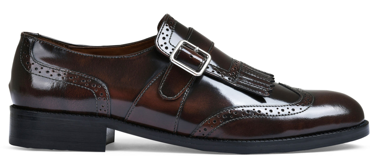 Brown Brushoff Genuine Tata Leather Monk Straps Loafers For Men (Issac)