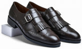 Stone Brown Genuine Tata Leather Monk Straps Loafers For Men (Issac)