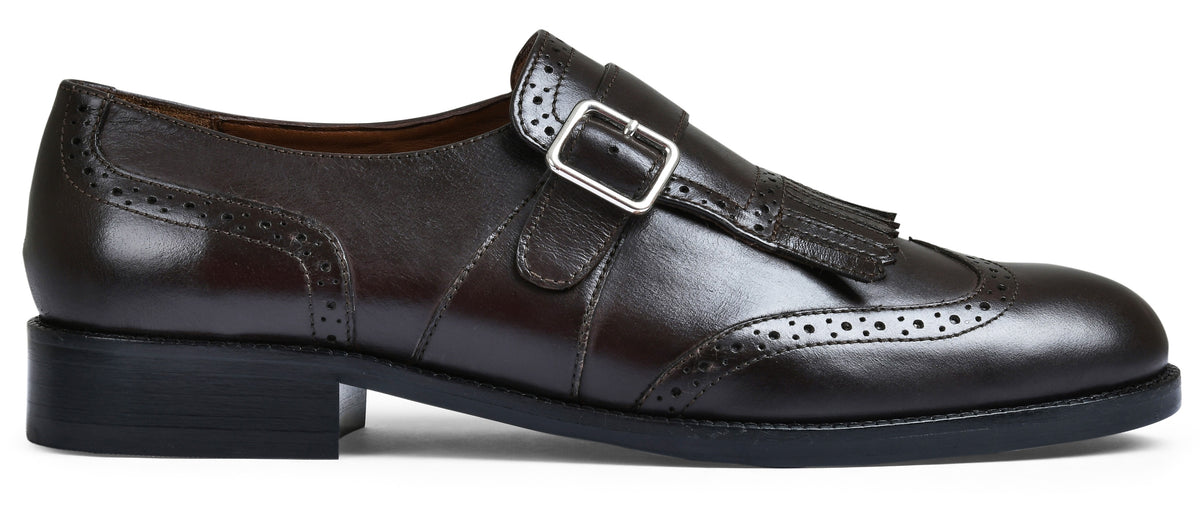 Stone Brown Genuine Tata Leather Monk Straps Loafers For Men (Issac)