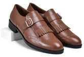 Brick Tan Genuine Tata Leather Monk Straps Loafers For Men (Issac)