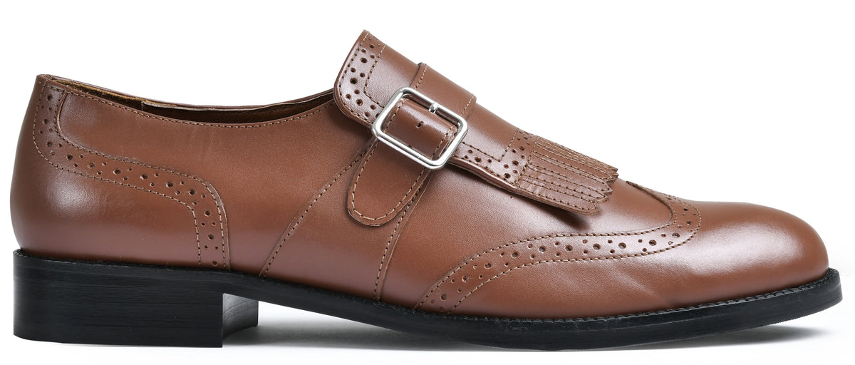 Brick Tan Genuine Tata Leather Monk Straps Loafers For Men (Issac)