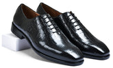 Croco Black Genuine Tata Leather Lace Up Mens Formal Shoes (Kevin)
