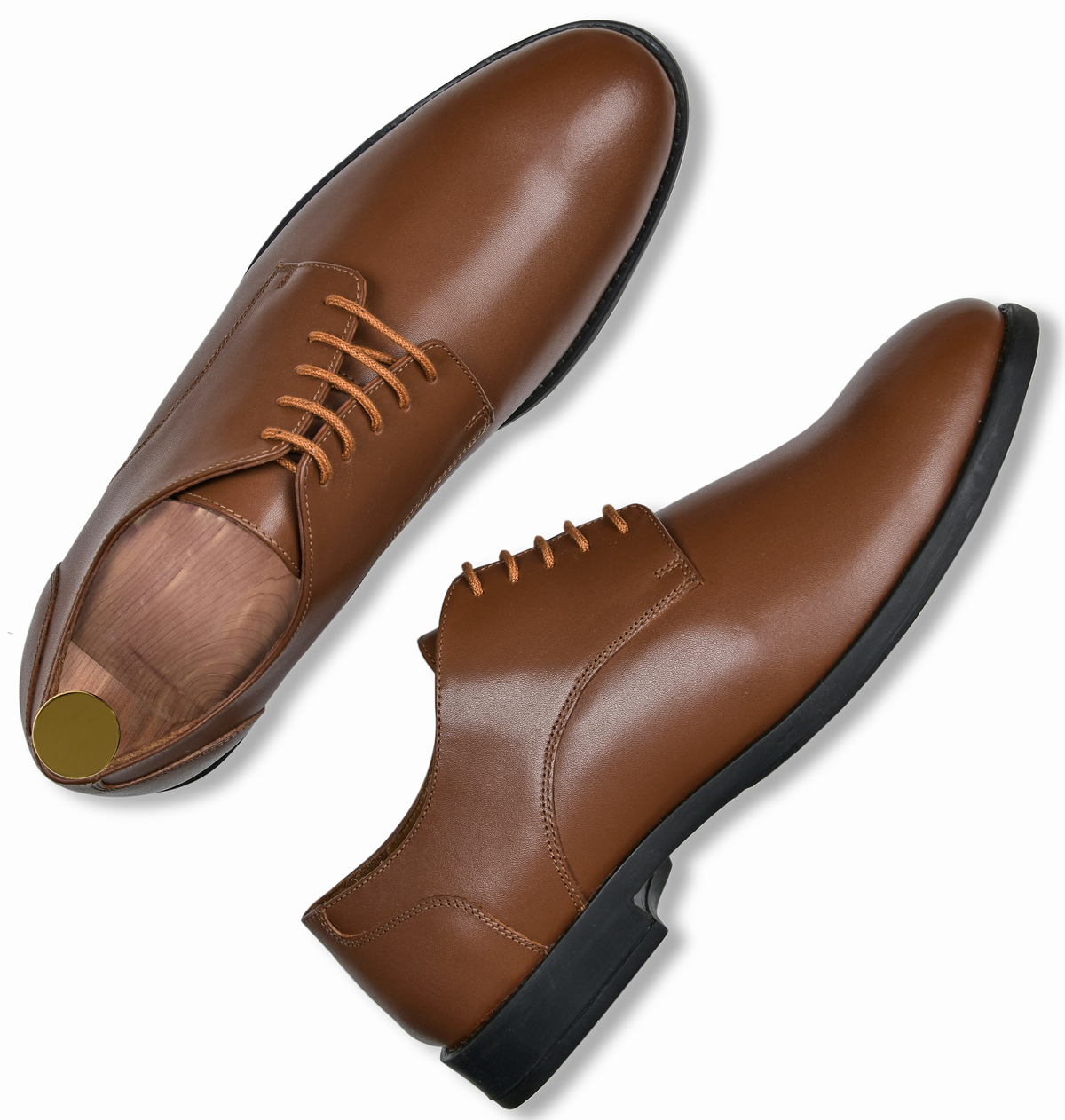 Brick Tan Genuine Tata Leather Lace Up Mens Formal Shoes (Leo)