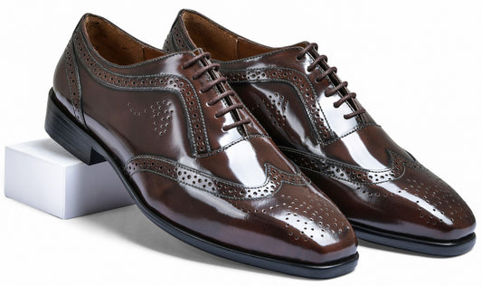 Brown Brushoff Genuine Tata Leather Lace Up Mens Formal Shoes (Louis)