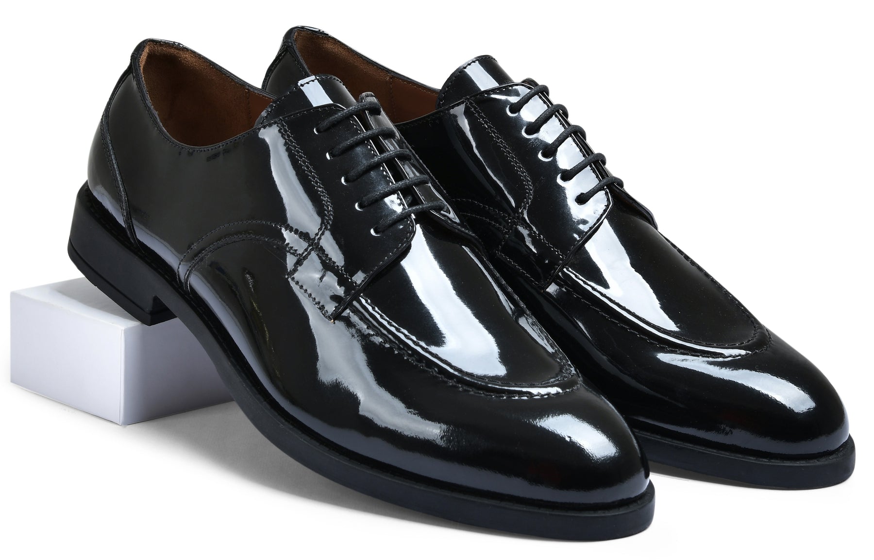 Patent Shine Genuine Tata Leather Lace Up Mens Formal Shoes (Matthew)